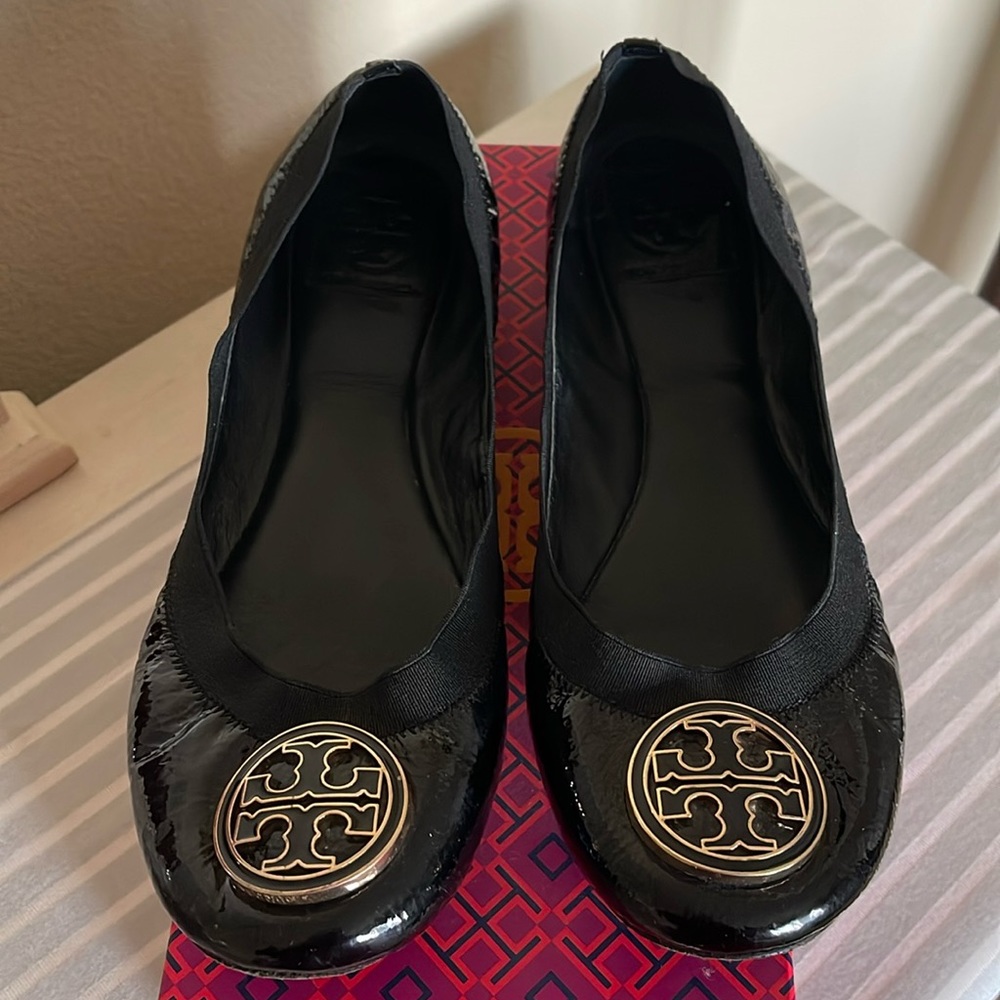 Tory Burch flat , black & gold